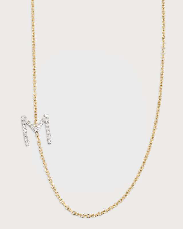 Diamond Asymmetrical Initial Necklace, M